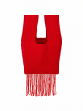 The Heartbreaker handmade red Japanese knot bag with red fringe