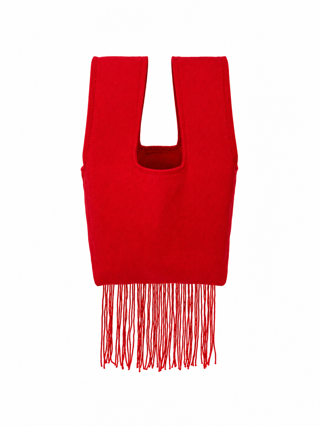 The Heartbreaker handmade red Japanese knot bag with red fringe