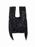 The Night Owl handmade Japanese knot bag with black sequins and black side fringe